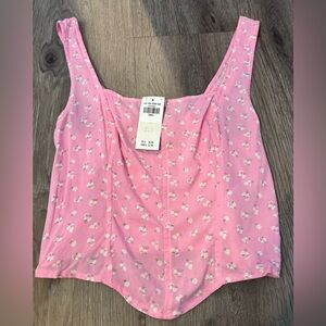 NWT Hollister Pink Floral Crop Tank Small